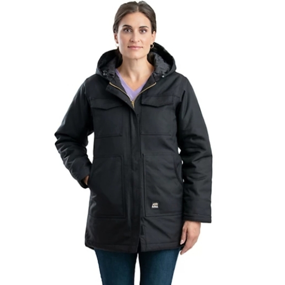 Berne Icecap Collection Insulated Heavyweight Parka Nylon black coat NWT Sz XL - Picture 1 of 12
